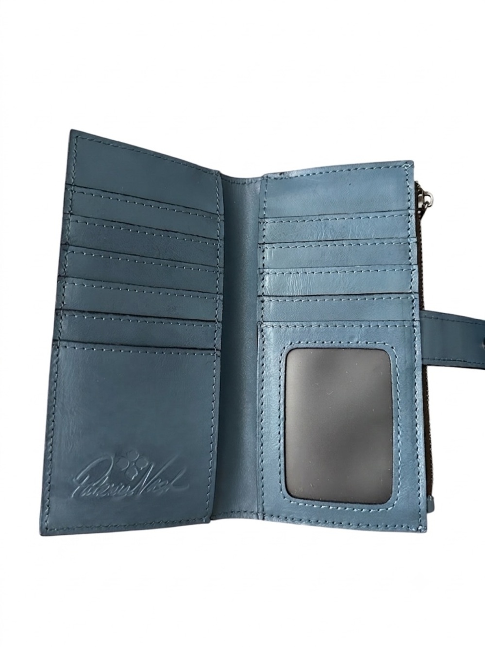 Patricia Nash Tooled Floral Embossed Leather Slim Bifold Wallet – Steel Blue - Picture 3 of 7